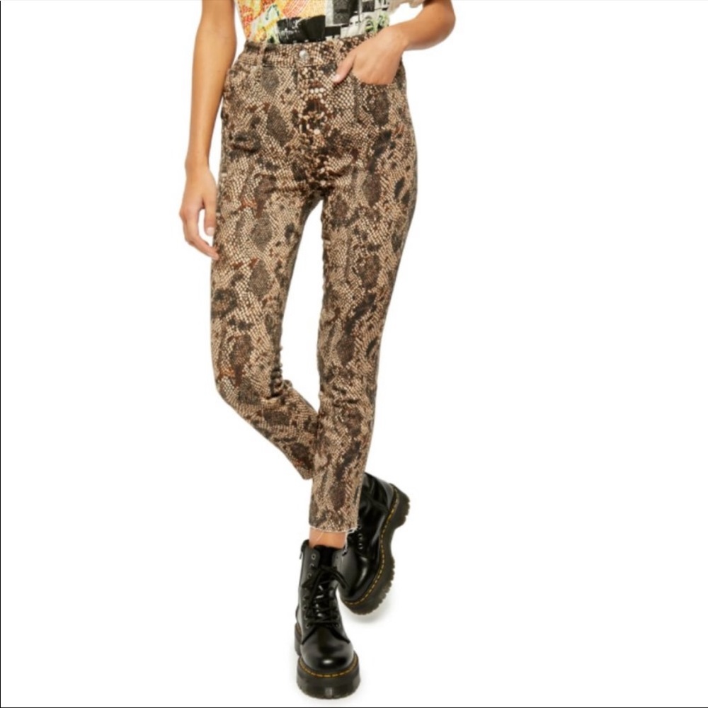 Free people Two Faced Snakeskin high waisted denim leggings